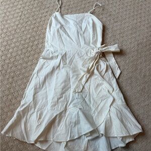 Express Cream Asymmetrical Ruffled Sundress